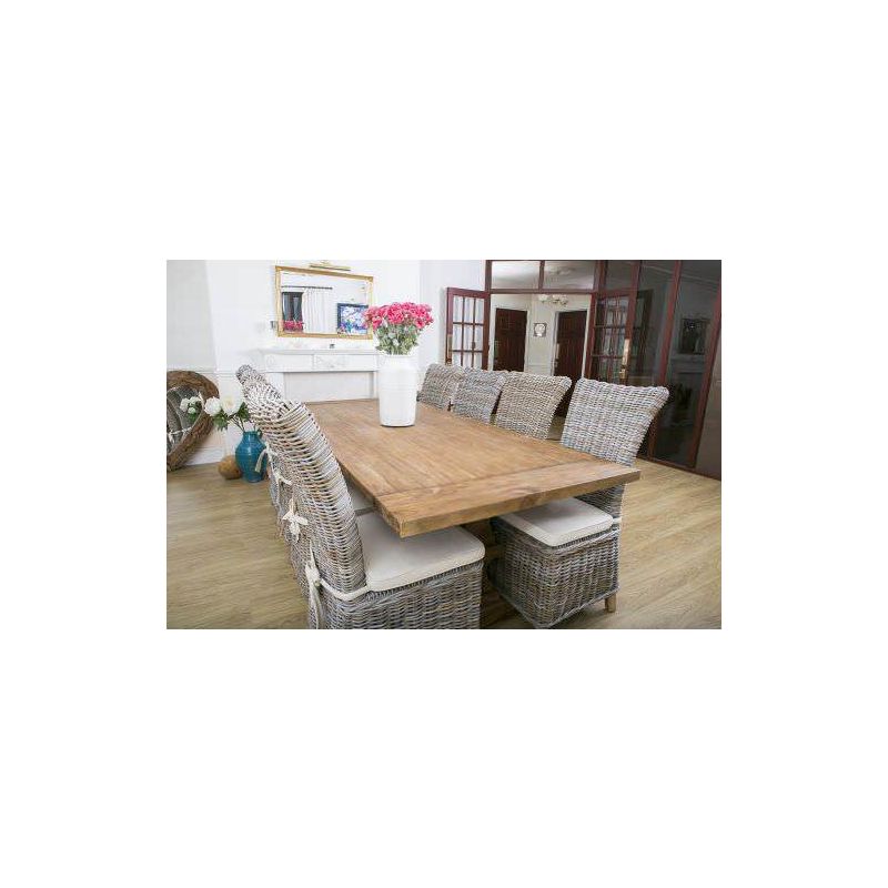 2.4m Monastery Reclaimed Teak Dining Table with 8 Latifa Chairs